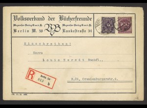 Deutsches Reich 1923 R-Brief MiF MiNr. 230 +268 Zudruck Bücherfreunde Berlin