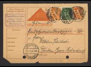 Deutsches Reich 1922 Nachnahme Karte MiF 100 + 150 Pf. Arbeiter MiNr. 167 + 169