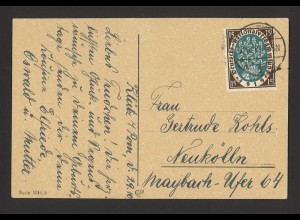 Deutsches Reich 1919 Postkarte EF 15 Pf. Nationalversammlung MiNr. 108 