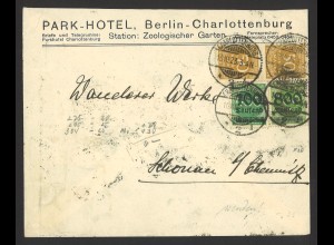 Deutsches Reich 1923 Brief MiF 5 Mio. MiNr 275 + 290 + 306 A Portoersttag 10.10.