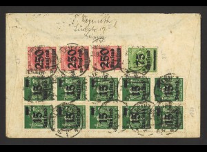 Deutsches Reich Infla 1923 Brief MiF MiNr. 279, 287 + 295 Leipzig Schweiz