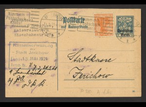 Deutsches Reich INFLA 1922 Postkarte P 130 A + ZuF. MiNr. 141 Kaiserslautern