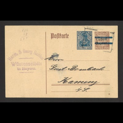 Deutsches Reich 1921 Postkarte P 133/01 Wüstenselbitz n. Kamenz