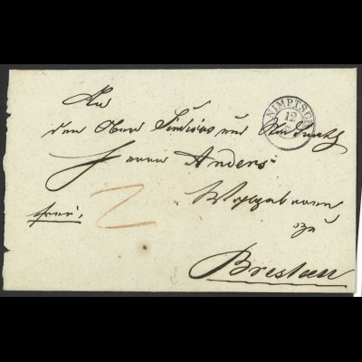 Altdeutschland Preussen Vorphila Brief K2 Nimptsch (Feuser 2523-2) n. Breslau