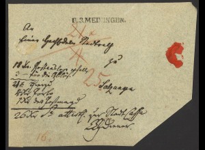 Altdeutschland T&T Sachsen Brief L1 Stempel R.3. Meiningen nach Salzungen 