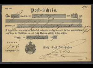Altdeutschland Sachsen 1856-1867 Leipzig 12 Postscheine Königl. Oberpostamt