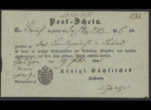 Altdeutschland Sachsen 1845 Postschein aus Bautzen über eine Sendung n. Löbau