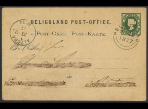 Altdeutschland Helgoland 1877 Postkarte P1 n. Altona Heligoland Rundstempel