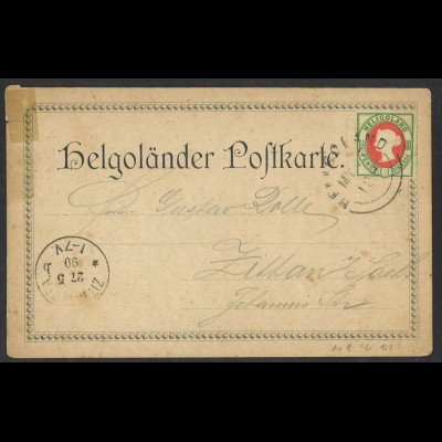 Altdeutschland Helgoland 1890 Postkarte MiNr. 14 Litho Ansichtskarte n. Zittau 