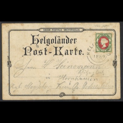 Altdeutschland Helgoland 1889 Postkarte MiNr. 14 Litho Ansichtskarte Hornhausen