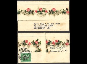 Deutsches Reich 1928 Schmucktelegramm als Brief gelaufen EF MiNr. 388 Bremen