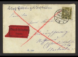 Deutsches Reich 1927 Eilboten Brief EF MiNr. 360 Elberfeld 