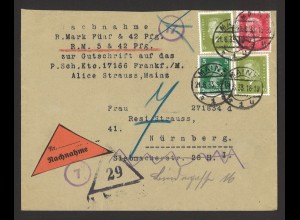 Deutsches Reich 1933 Brief Nachnahme MiF MiNr. 387+414+465 Nachnahmefriststempel