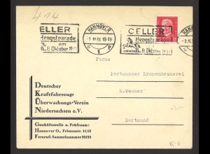 Deutsches Reich 1931 Brief EF MiNr. 414 Stempel Hannover "Celler Hengstparade" 