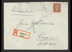 Deutsches Reich 1929 Einschreiben Brief EF MiNr. 362y Hamburg Luzern Bela Sekula