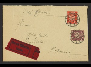 Deutsches Reich 1924 Eilboten-Brief MiF MiNr. 357 + 359 Leisnig nach Roßwein