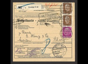 Deutsches Reich 1934 Paketkarte MiF MiNr. 414, 420 + 491 Dresden Meilen Schweiz