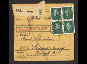 Deutsches Reich 1932 Paketkarte MiF MiNr. 411 + 412 Seesen n. Braunschweig