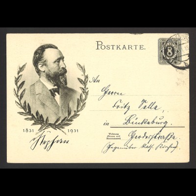 Deutsches Reich 1931 Ganzsache Postkarte P 211 Heinrich v. Stephan FDC Bückeburg