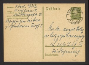 Deutsches Reich 1932 Ganzsache Postkarte P 199 Stempel "Kirchheim unter Teck"