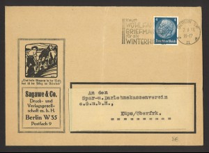 Deutsches Reich 1933 Brief 4 Pf. MiNr. 483 EF Berlin Thematik Landwirtschaft
