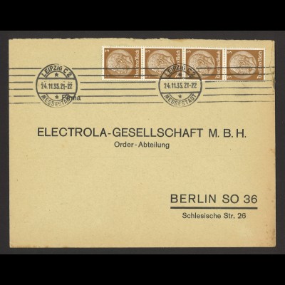 Deutsches Reich 1935 Brief MeF MiNr 513 Leipzig n. Berlin Electrola Gesellschaft