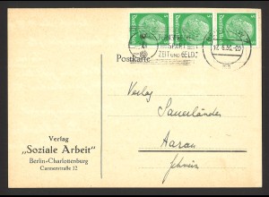 Deutsches Reich 1936 Postkarte MeF MiNr. 515x Berlin Verlag "Soziale Arbeit" 