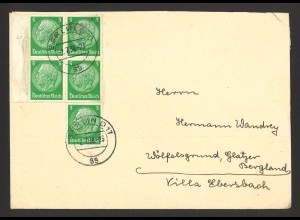 Deutsches Reich 1938 Brief MeF 5 x MiNr 515 X Einheit Bogenrand + Kontrollziffer