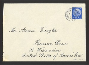 Deutsches Reich 1933 Brief EF MiNr. 471 München n. Beaver Dam Wisconsin USA