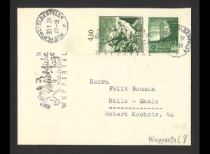 Deutsches Reich 1939 Brief MiF MiNr 665 + 678 Wuppertal Stempel "Fröhliche Tage"