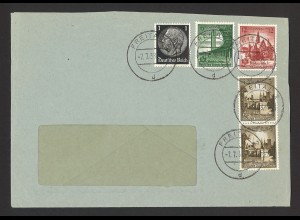 Deutsches Reich 1938 Auslands-Brief MiF MiNr. 512 + 665 + 666 + 667 Freital 2