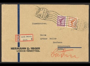 Deutsches Reich 1931 Einschreiben Brief MiF MiNr A 379 + 383 Sieger Lorch Siegel