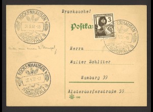 Deutsches Reich 1937 Postkarte Drucksache EF MiNr 643 Sonderstempel Rockenhausen