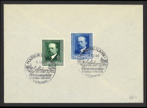 Deutsches Reich 1940 Brief MiNr. 760 + 761 Emil von Behring + Sonderstempel