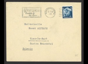 Deutsches Reich 1935 Brief EF MiNr. 568 Saarabstimmung + Werbestempel n. Schweiz