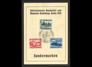 Deutsches Reich 1939 Ersttagskarte MiNr. 686, 687 u. 688 IAA Berlin + SoSt