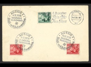Deutsches Reich 1938 MiNr. 684 + 685 Tages- u. Sonderstempel Aussig Sudetenland
