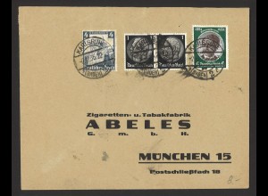 Deutsches Reich 1935 Brief MiF MiNr. 512 + 541 + 589 Zigaretten- u. Tabakfabrik