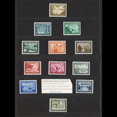 Deutsches Reich 1940 Kameradschaftsblock der Reichspost MiNr 702 - 713 ** Mi 85€