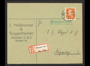 Deutsches Reich 1930 Einschreiben Brief EF MiNr. 419 München 2 BS n. Neugersdorf