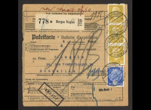 Deutsches Reich 1934 Paketkarte MiF MiNr. 437 [3] + 471 Herges Vogtei n. Brüssel