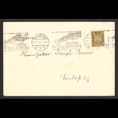 Deutsches Reich 1925 Brief MiNr. 355 Sonderstempel Deutsche Verkehrsausstellung