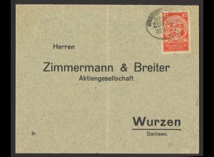 Deutsches Reich 1925 Brief EF MiNr. 352 Bahnpost Zugstempel Sonneberg 