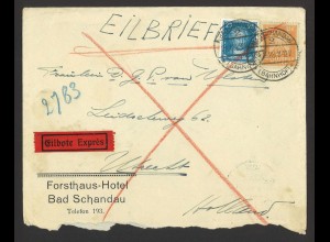 Deutsches Reich 1928 Eilboten Brief MiF MiNr. 383 + 361 Bad Schandau n. Utrecht