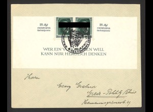 Deutsches Reich 1938 Brief MeF MiNr 648 (Block) + SoSt Braunau Führer Geburtstag
