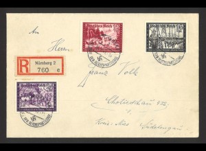 Deutsches Reich 1941 R-Brief MiF MiNr. 775 + 776 + 778 Nürnberg n. Sudetenland