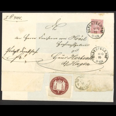 Altdeutschland NDP 1870 Brief EF MiNr. 16 Elberfeld Bhf. n. Herbeck b. Hagen 