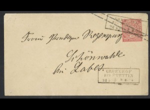 Altdeutschland NDP 1868 Ganzsachen-Brief U1 Ab (1 Gr) + R3 GRUENNHOF BEI STETTIN