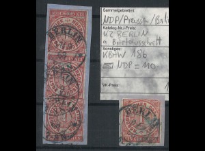 Altdeutschland NDP 1868 Briefstück 3 x MiNr. 4 mit K2 Berlin (KBHW 18b, + 110)