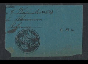 Deutsches Reich 1884 Amtsstempel / Siegelstempel Berlin auf Formular-Ausschnitt